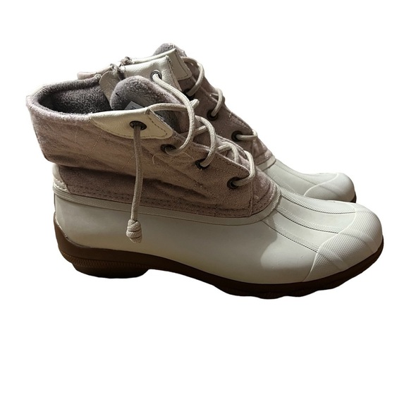 SPERRY Saltwater Waterproof Duck Rain Boots Inner Zip Beige STS83234 Size 8.5 - Picture 3 of 8